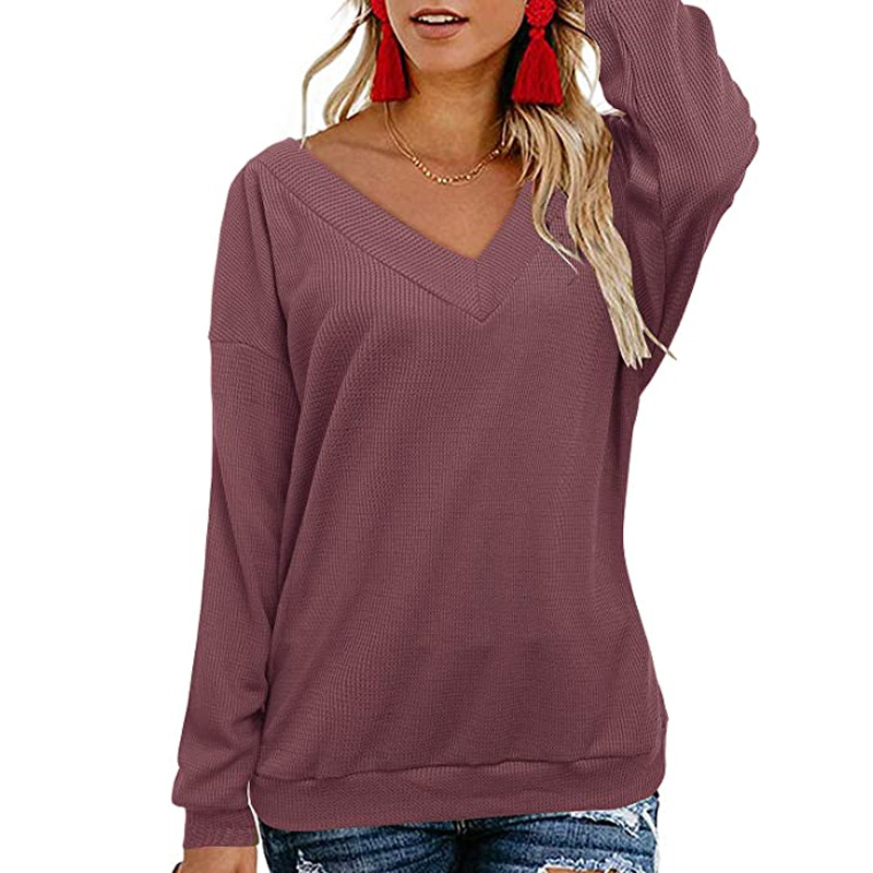 Women's V-Neck Long Sleeve Casual Sweater